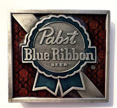 Vintage 1975 PABST BLUE RIBBON Beer Belt Buckle Bergamot Brass Works