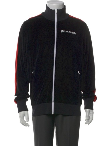 Palm Angels Men's Black Velvet Chenille Velour Track Jacket XL