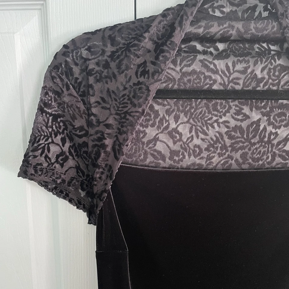 Vtg Y2K 90s My Michelle Black Velvet Burnout Maxi Dress Large Whimsigoth Witchy - Image 4 of 4