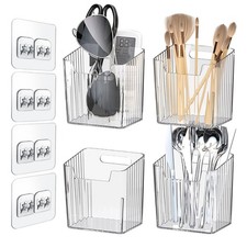 Lae Nuvole Clear Adhesive Wall Organizer Bins, Cabinet Door Storage, 4 Pack |...