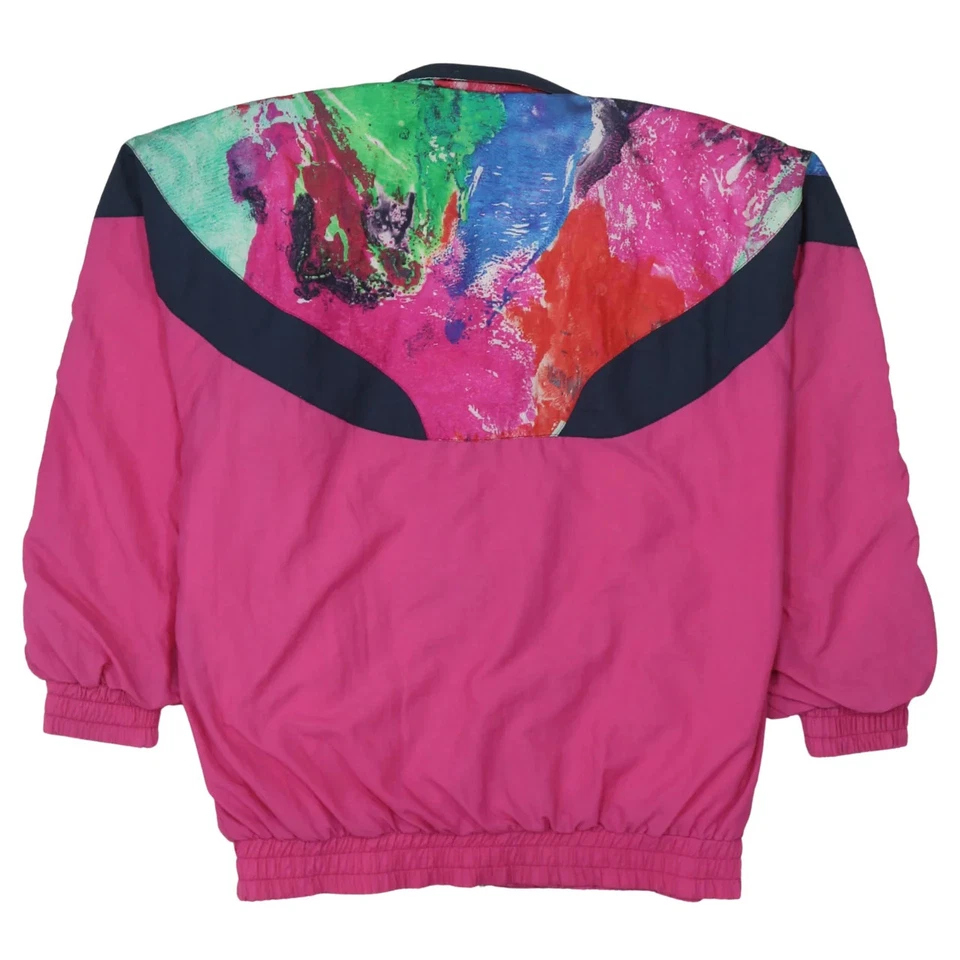 Puma Pink Colour Block Windbreaker Jacket Women's XLarge Zip Pockets Printed - Image 2 of 4
