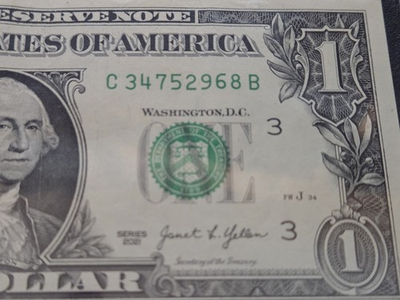 #ad Complete Broken Ladder 2 9 Fancy Serial Number One Dollar Bill C34752968B 2021 $6.95