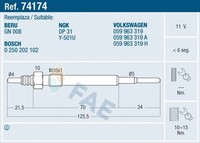 GlüHkerze FAE 74174 FüR C5 Allroad 8D2 3B3 3B5 Audi B6 B7 VW 3B2 3B6 A4 B5 Skoda