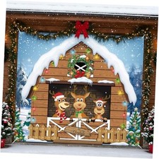 Christmas Garage Door Banner Decoration Magnetic Double 7 x 8 ft Reindeer