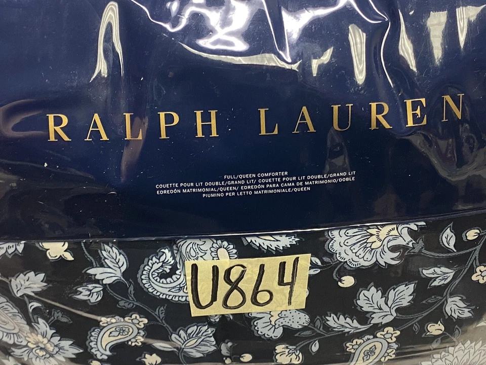 Ralph Lauren Delphine Paisley Queen Comforter Navy Blue White New - Image 4 of 4