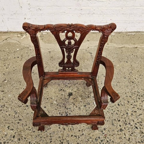 Antique Chippendale Revival Child's Open ArmChair - Picture 4 of 24