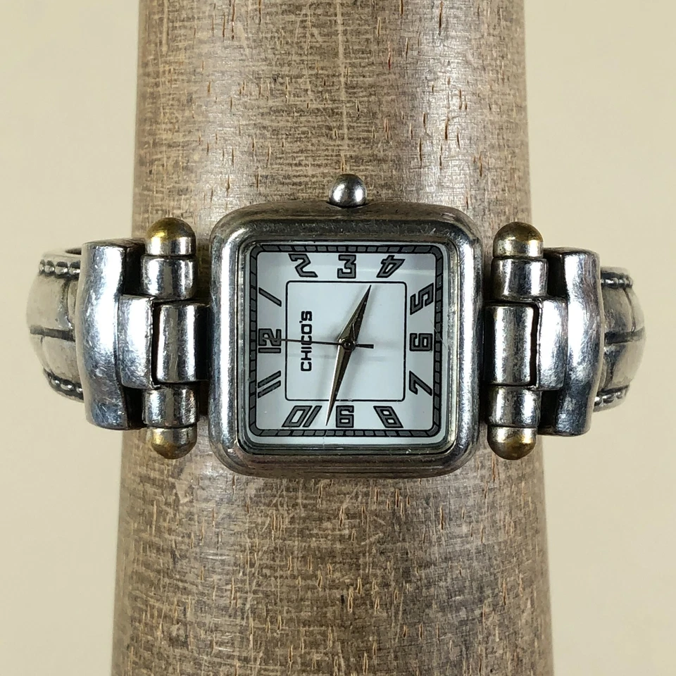 Reloj Chico's Mujer CH-201 Vestido Tono Plateado Brazalete Cuadrado Cuarzo 25mm 6 1/4" Foto 2 de 4