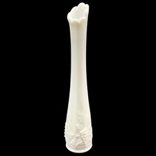 Westmoreland Paneled Grape Milk Glass Bud Vase 10”T 2”W