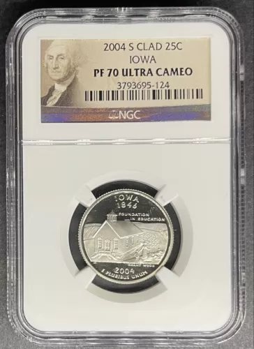2004-S Clad Proof Iowa Quarter NGC PF-70 UCAM, Buy 3 Items, Get $5 Off!