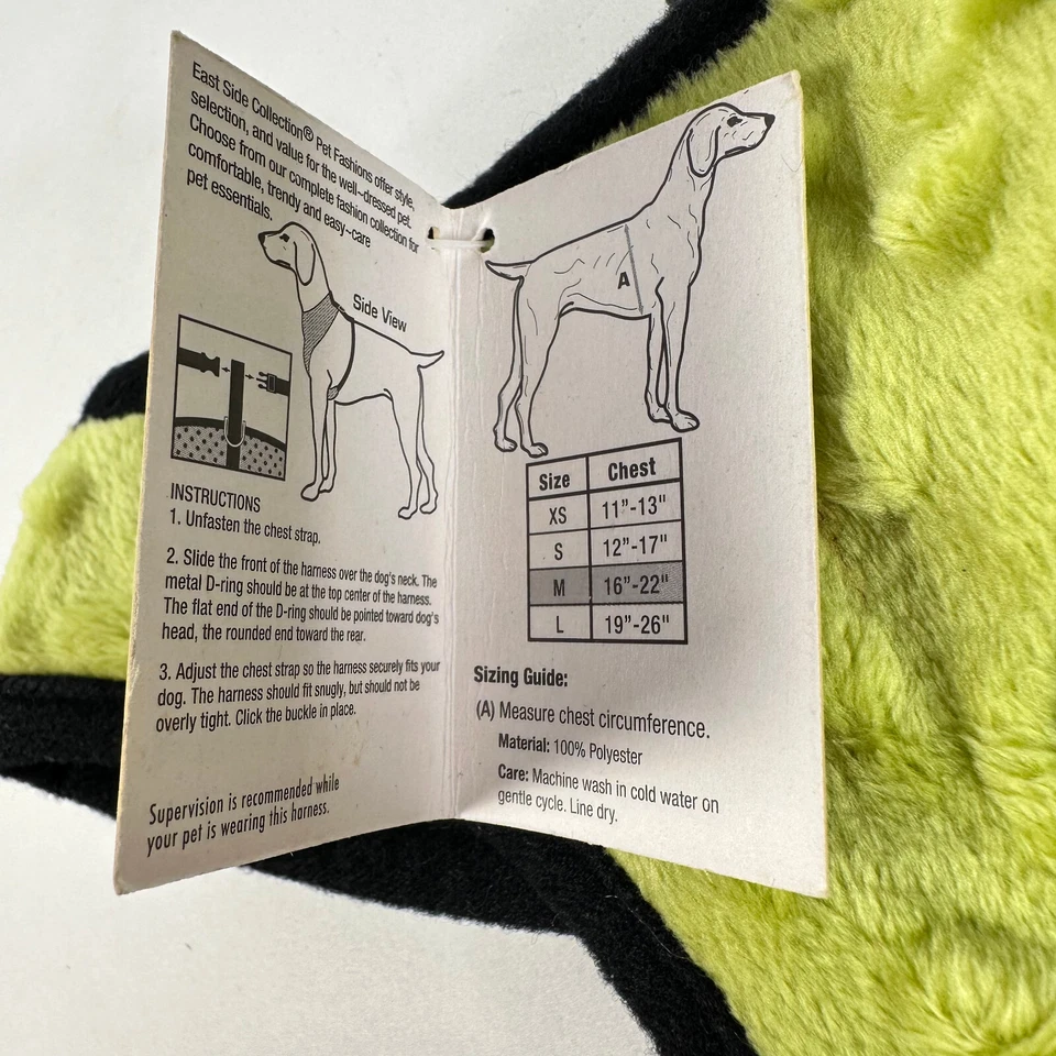 Arnés de felpa East Side Collection hoyuelo para perro talla M verde loro Foto 2 de 4