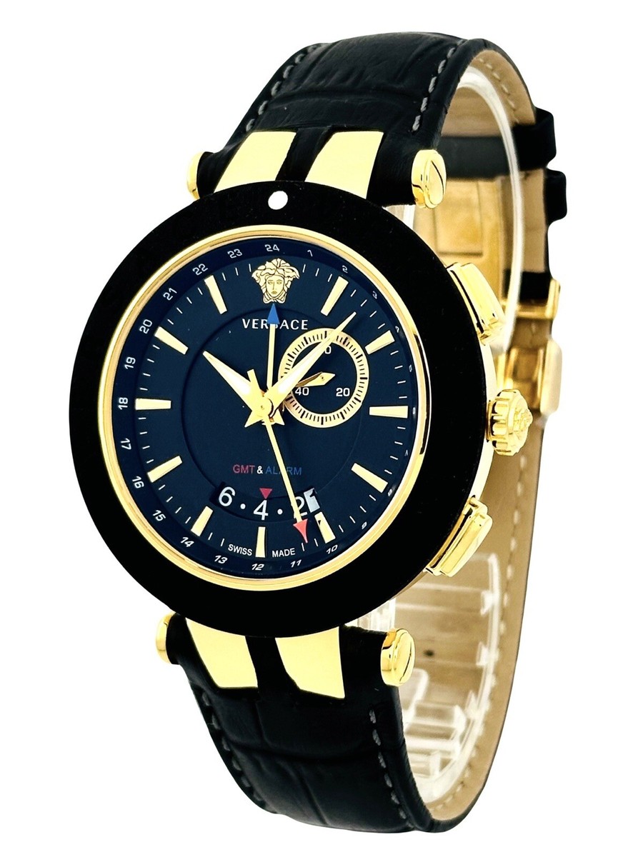 VERSACE 29G7S9D009S009 V-RACE GMT MENS BLACK STRAP & DIAL