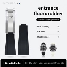 22mm FKM Rubber Watch Strap Fits Rolex Sky Dweller Sea Dweller Models