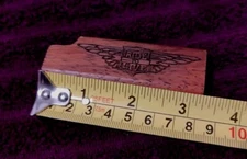 Vintage Lighter Cover Wooden Motorcycle, Wayne Carver handmade custom USA