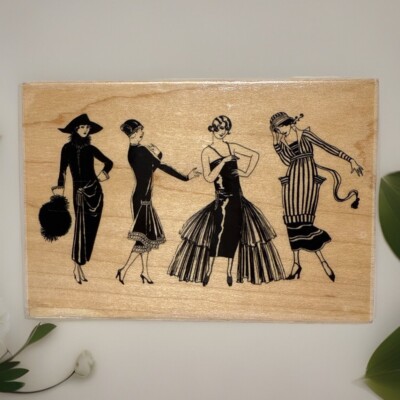 Hampton Arts Retro Fashion Fashionista Ladies Wood Rubber Stamp