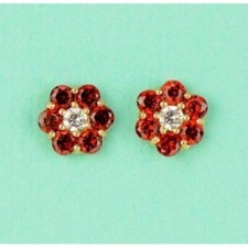 14k Yellow Gold Flower Stud Earrings with Screw Back