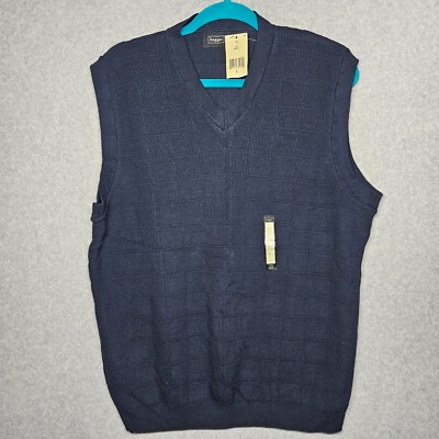 NWT Haggar Golf Sweater Vest V-Neck Mens Large Navy Blue