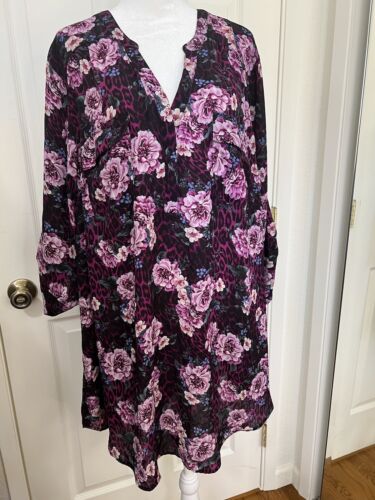 torrid purple floral button up blouse size 3