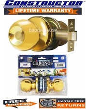 Constructor Chronos Passage Door Lock Knob Handle Polished Brass Hallway Closet