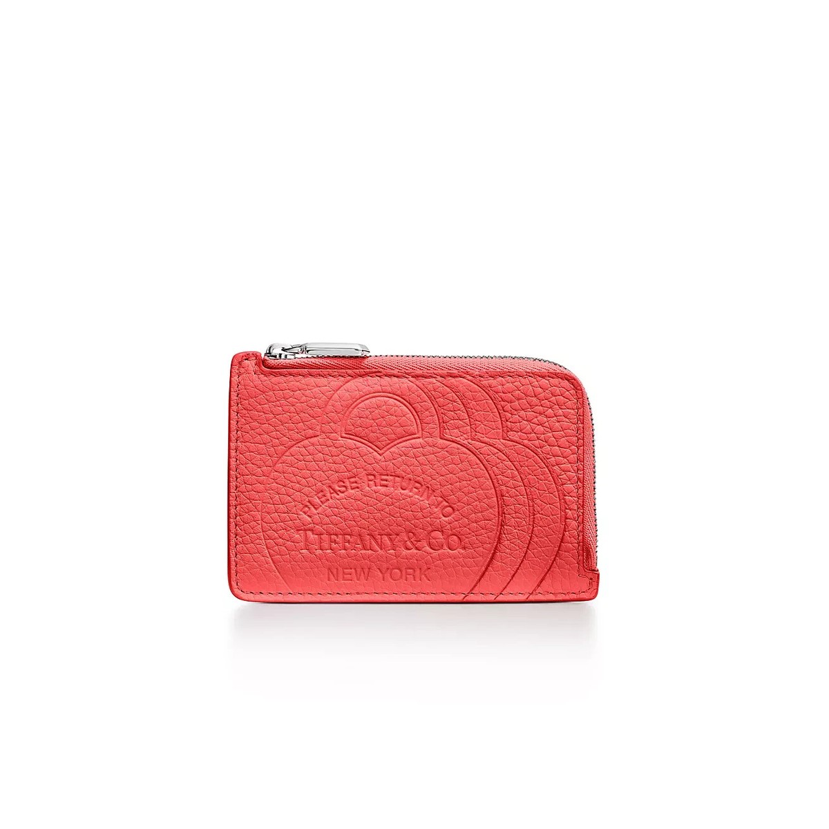 Return to Tiffany™ Zip Card Case Wallet Hibiscus Red Leather