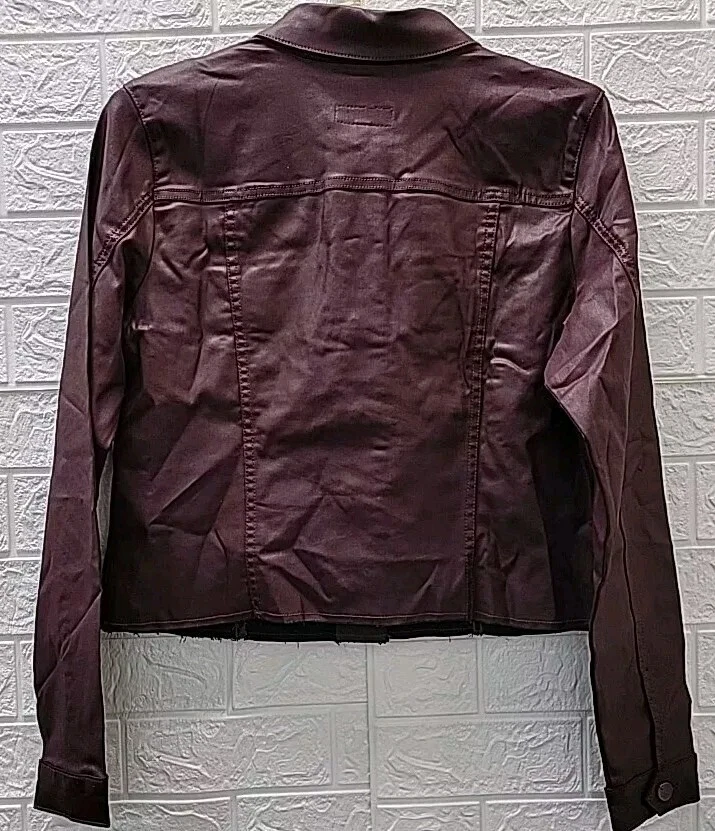 Nueva Chaqueta de Cuero Kut From The Kloth Kara Recortada Foax Bordeau Talla XLarge Foto 3 de 4