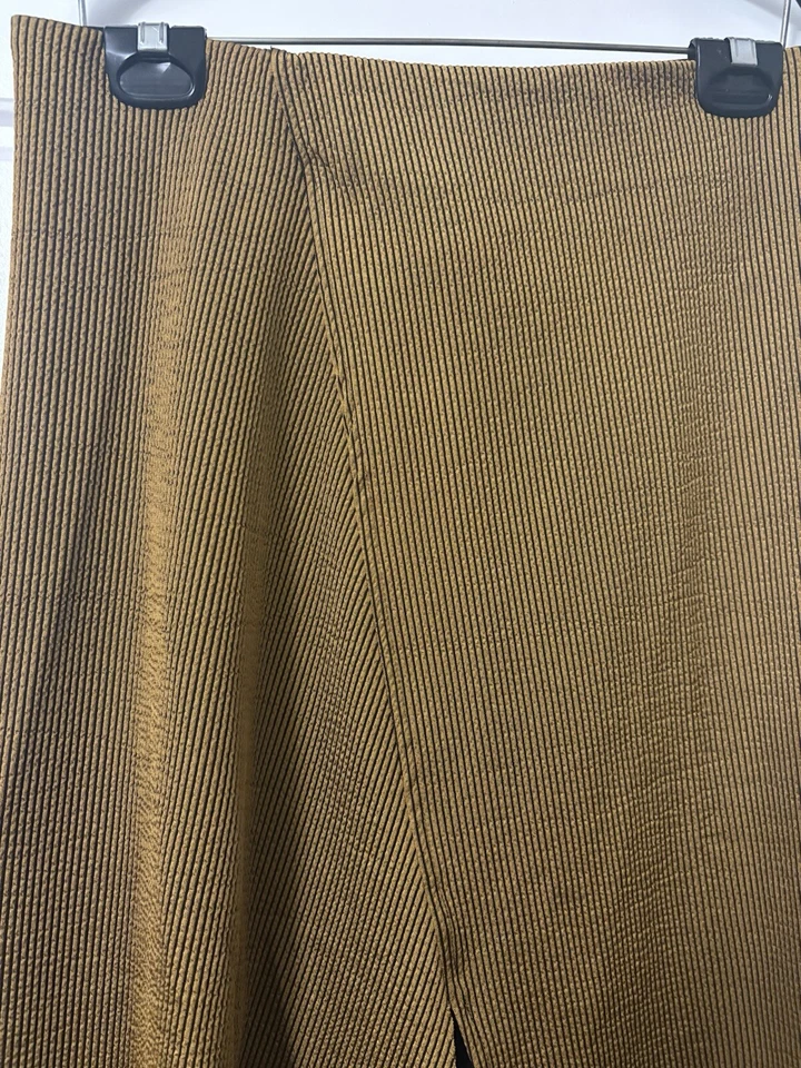 NUEVO SIN ETIQUETAS ZARA Mujer Amarillo Mostaza Negro Acanalado Asimétrico Falda Mediana M Foto 3 de 4