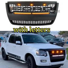 Grill For Ford Explorer 2006-2010 Front Grille W/Light Bar & Leds &Letters Mesh