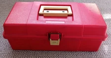 Vintage Plano Tackle Box 5410 Red with Tan HandleMade In The USA - Nice!
