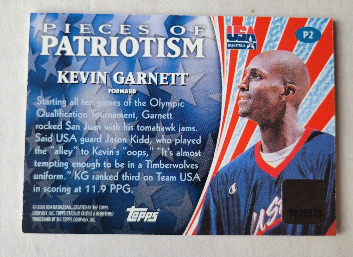 2000 Stadium Club Usa Pieces Of Patriotism Kevin Garnett Olympic