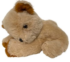 Vintage Eden Teddy Bear Plush Stuffed Animal 12" x 9" Tan Brown Lying on Tummy