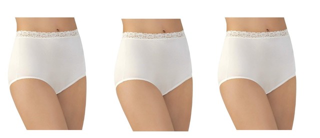 3 Vanity Fair Perfectly Yours Lace Nylon Brief Glacier White 13060 Panty 6 7 8 For Sale Online