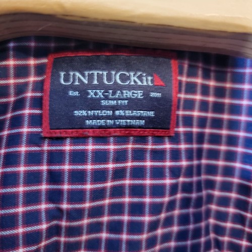 UNTUCKit Men's Button Up Dress Shirt Size XXL Men's Blue Red Nylon Long Sleeves - Bild 4 von 4