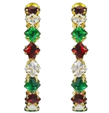 Kirks Folly Christmas Earrings Hoop Pierced Holiday Cheer Red Green Gold tone