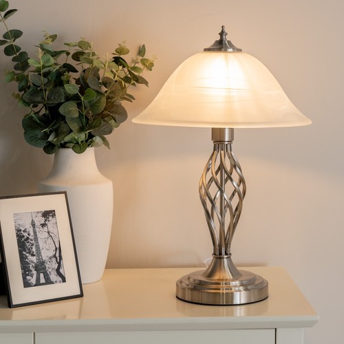 Barley Twist Table Lamp Traditional Glass Living Room 47CM Tall Light LED Bulb - Picture 26 of 33