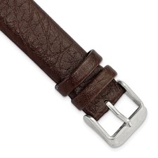 18mm 7.75" Brown Distressed Leather Silver-tone Buckle Watch Band