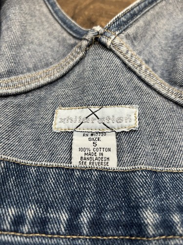 Vintage 90s Xhilaration Juniors Size 5 Blue Denim Jean Carpenter Overall Shorts - Picture 6 of 12