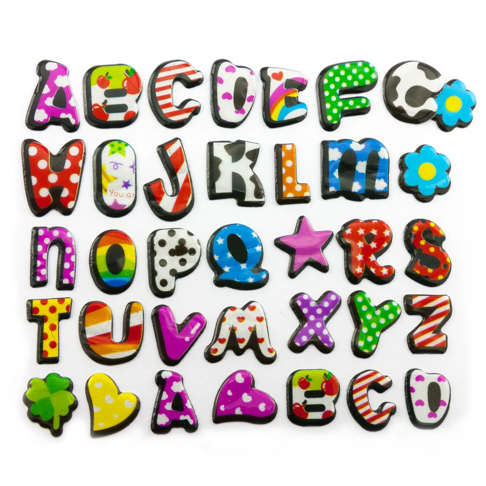 MARKENLOS Buchstaben 3D Sticker Alphabet Aufkleber Kinder Lernen Herz Stern Blume