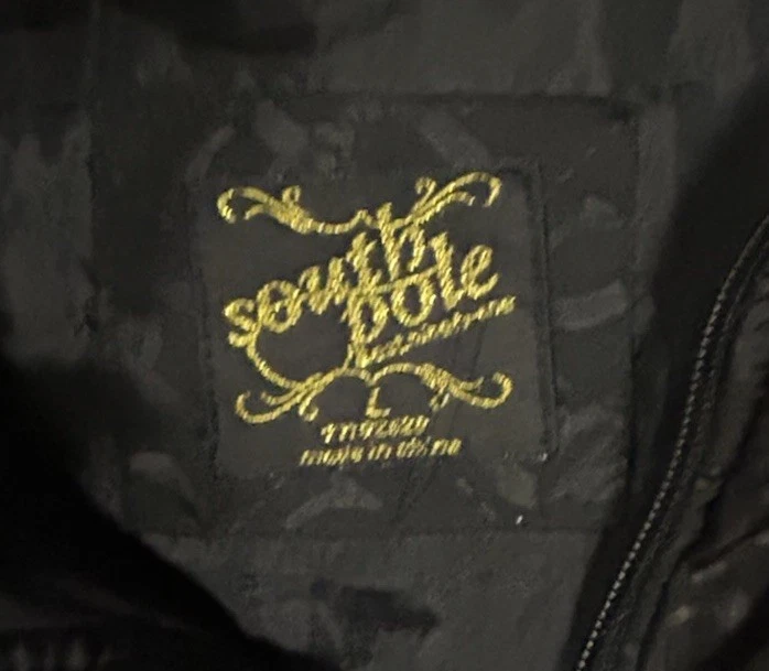 Chaqueta De Colección Southpole Negra SP Logo Abrigo Abombado Imitación Piel Borde Con Capucha y2k L Foto 4 de 4