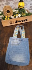 Upcycled Handmade Small 8x10 Denim Bag With Beautiful Liner