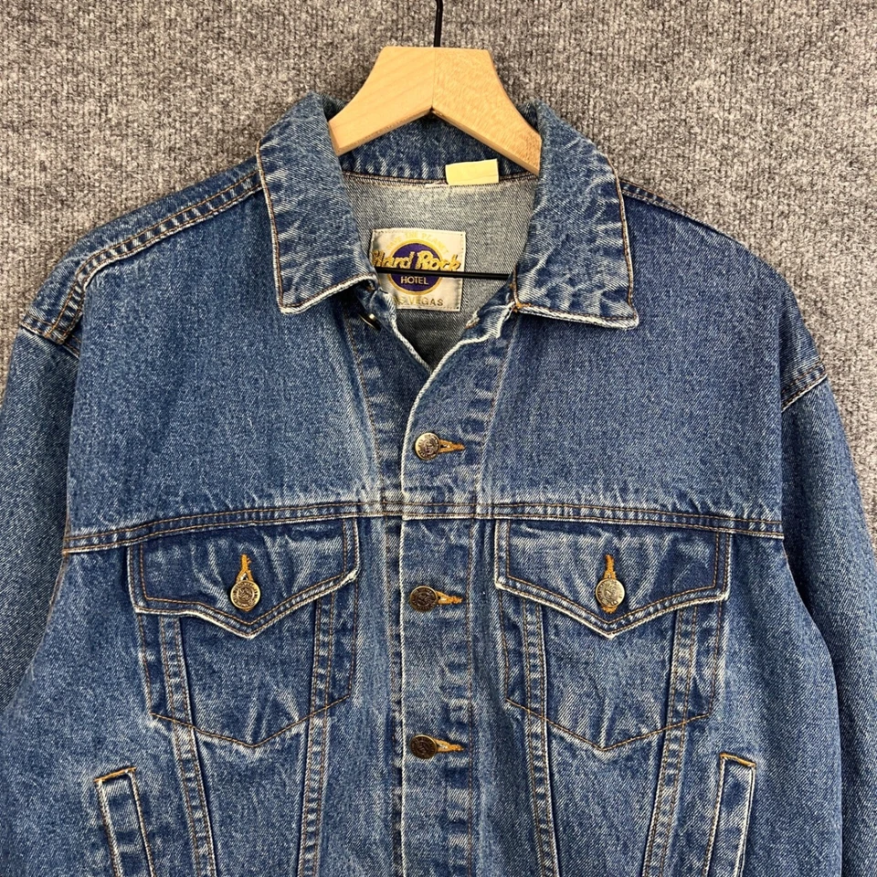 Chaqueta vaquera vintage Hard Rock Hotel Las Vegas Save Planet años 90 grande para hombre Foto 3 de 4