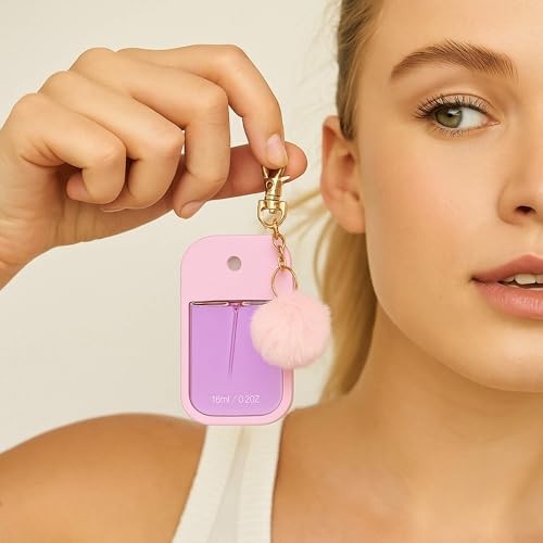ジェル＆スプレーケース　ピンクタイダイmix       ズパゲッティ Hand Sanitizer Spray Case with Keychain, Protective Silicone