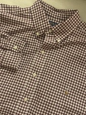Polo Ralph Lauren Shirt Mens XLT Tall Gingham Check Button Down Flesh Pony LS