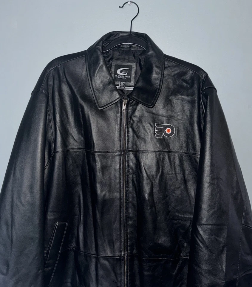 Chaqueta deportiva Philadelphia Flyers G-III 100 % cuero XL Carl Banks negra NHL para hombre Foto 2 de 4