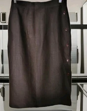 Vintage 80's Ann Taylor Finity Midi Skirt Size 12 Dark Brown 100% Tissue...