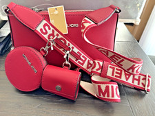 Borsa a tracolla da viaggio Michael Kors Jet Set Tech Attached MK Dark Raspberry