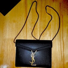 Saint Laurent Black Wallet on Chain Crossbody...