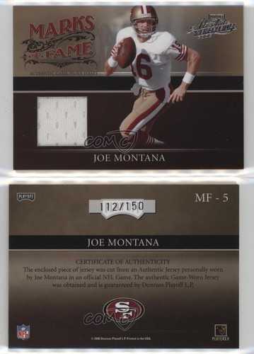 2006 Playoff Absolute Memorabilia Marks of Fame Materials Joe Montana HOF e0h - Picture 3 of 3