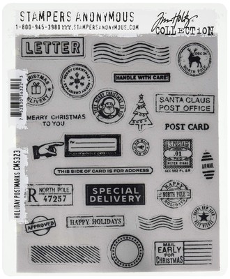 CMS323 Tim Holtz Cling Stamps 7''X8.5''-Holiday Postmarks