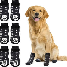 Anti-Slip Dog Socks 4pcs Paw Protector Traction Control Adjustable Knitted Pet