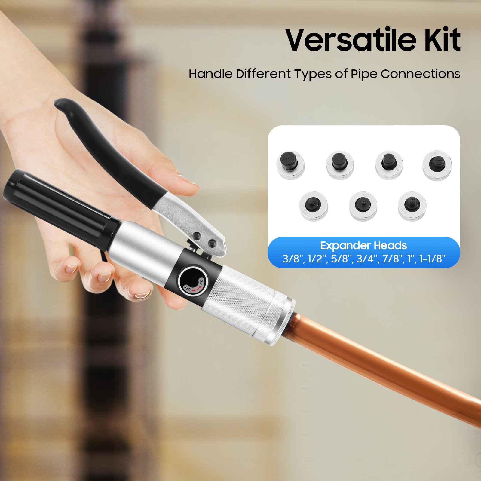 3/8"~1-1/8" 7 Lever Hydraulic Tubing Expander Tool Swaging Kit HVAC Tool Tube