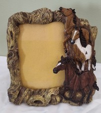 Western Decor Horse Picture Frame 3D Relief Texture Of Horses & Wood